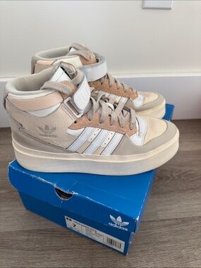 adidas High-Top Sneakers in Cream, White & Tan